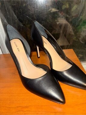 Gianni Bini Black Leather Pointed-Toe Stiletto Pumps